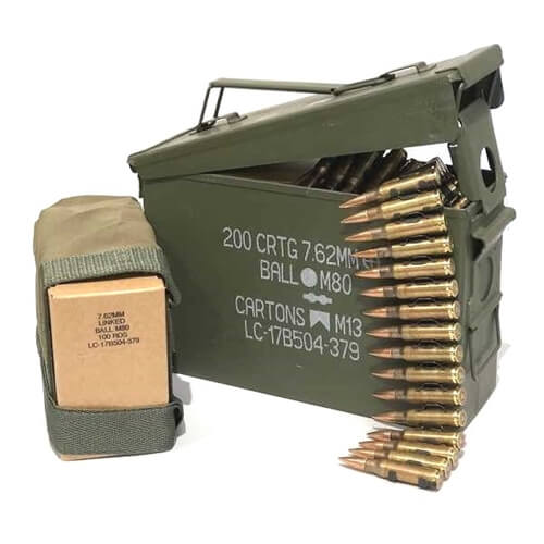 7.62x51mm M80 Ammo 147 Grain FMJ (Federal Lake City) - 200 Rounds Linked in...